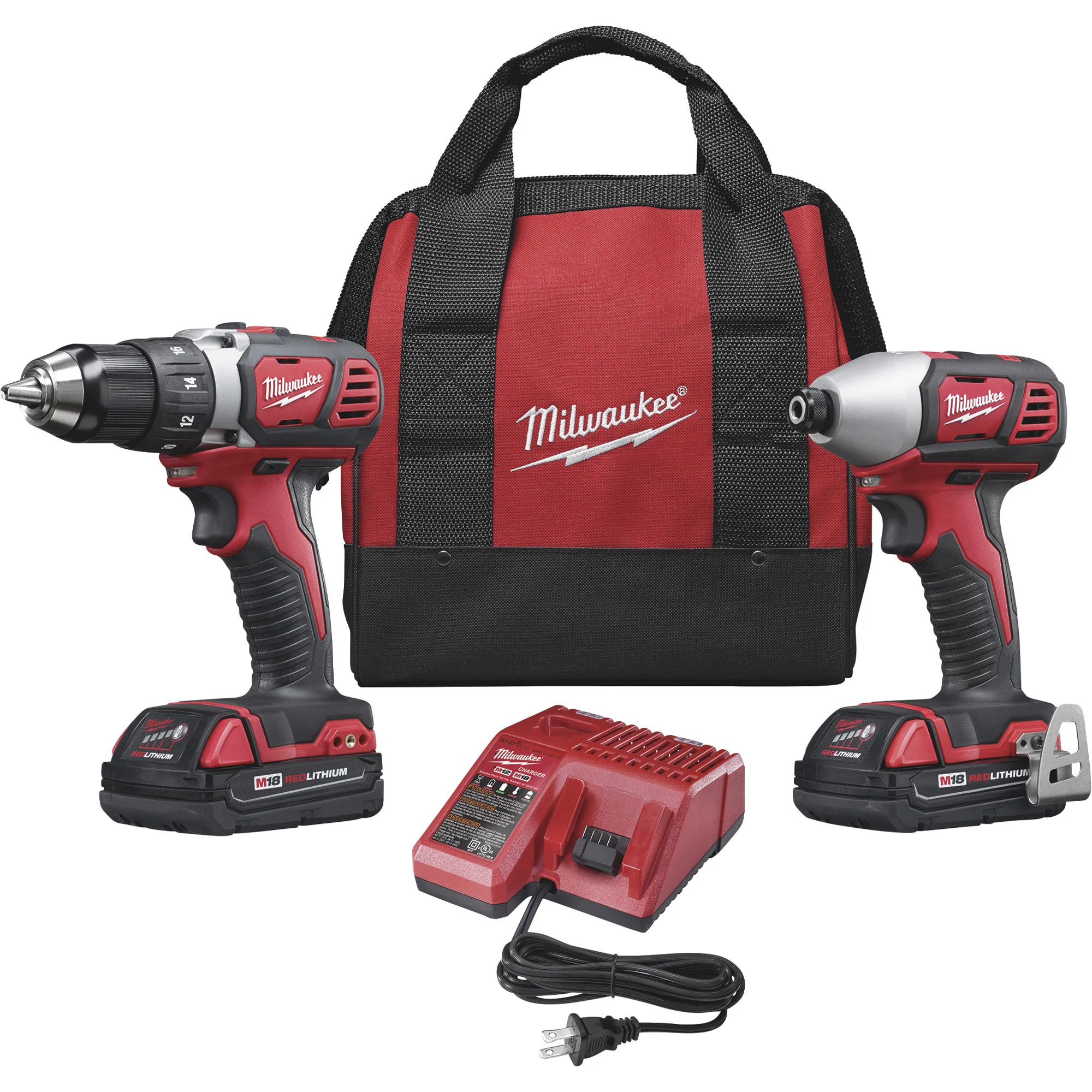 2 Taladros / Destornillador Impacto Hexagonal 1/2-1.4 2 Bat + 1 Cargador M18