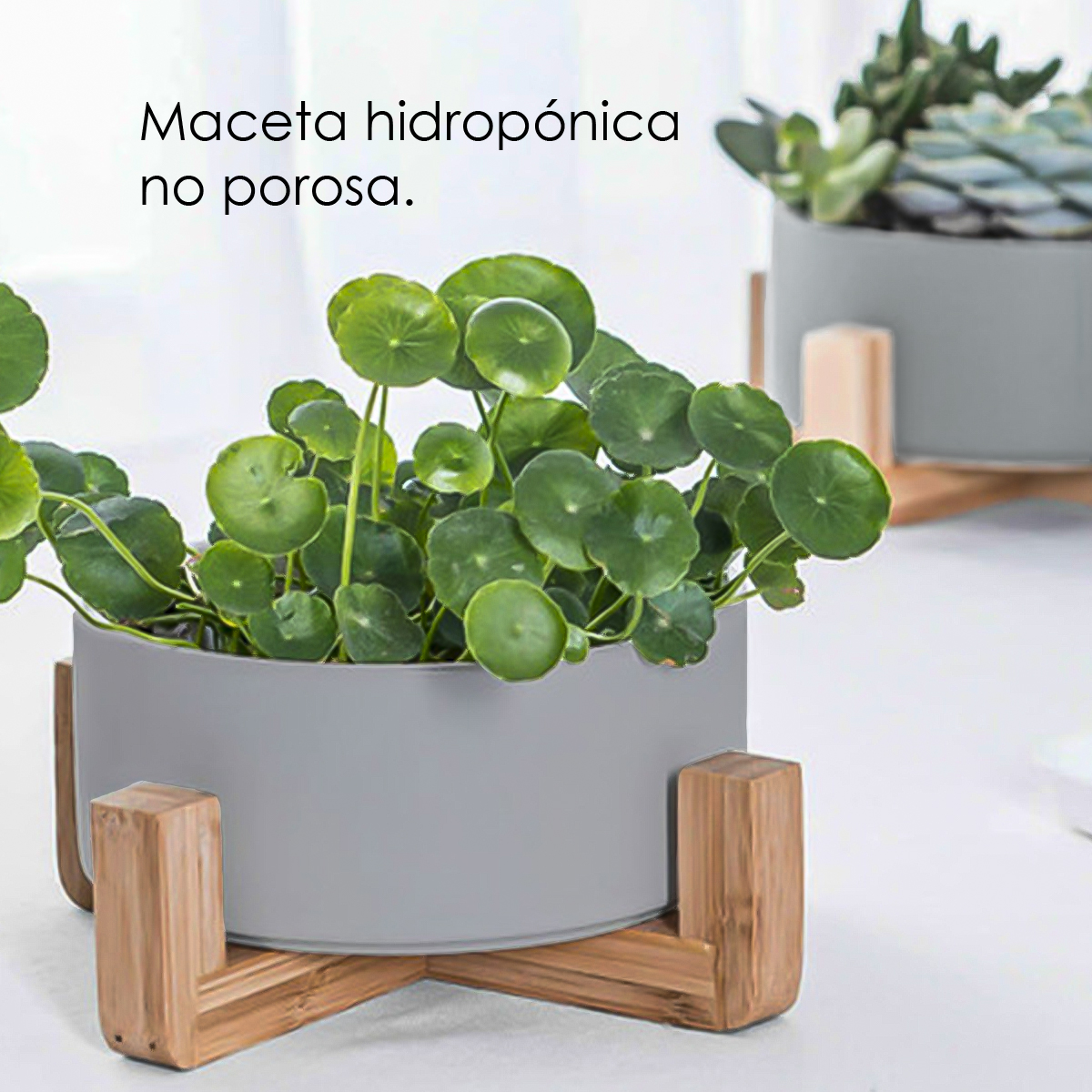 Soporte minimalista moderno de tres patas, base de maceta de bambú con  capacidad de 150 libras, fácil de montar, exhibición de madera interior de