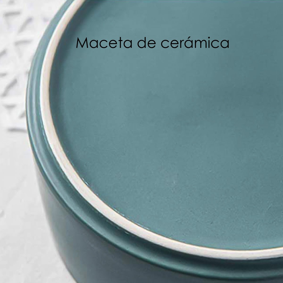 Macetero Minimalista Base de bambú con 3 Patas, Maceta de cerámica 21 cm (Verde)