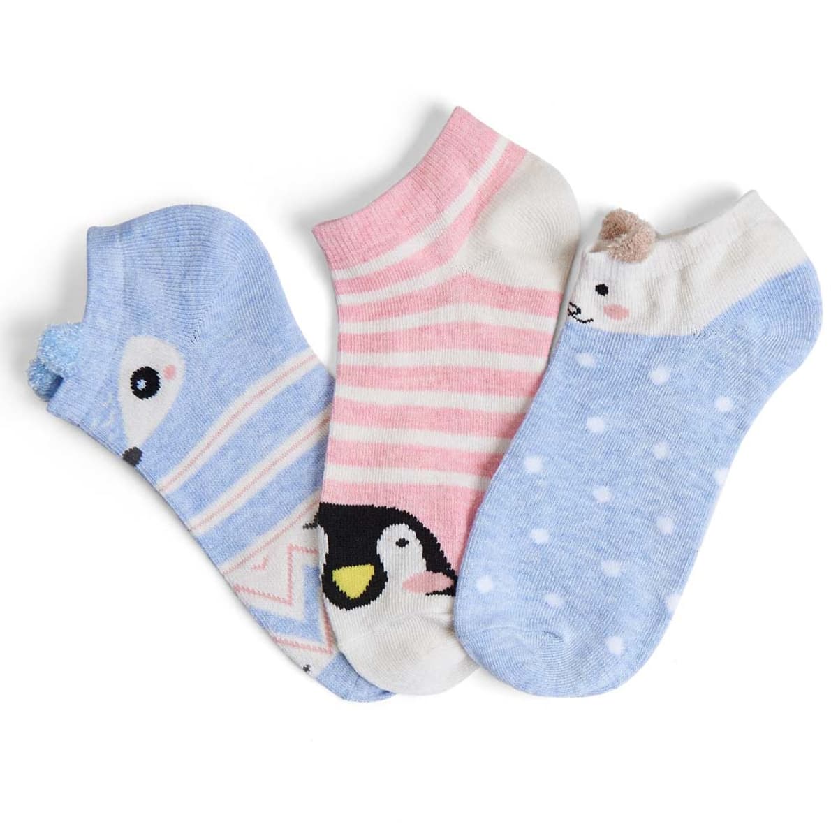 Sets de 3 pares de calcetines para mujer, 2 diferentes diseños, colores pastel, marca Love to Lounge, mod. 1010149
