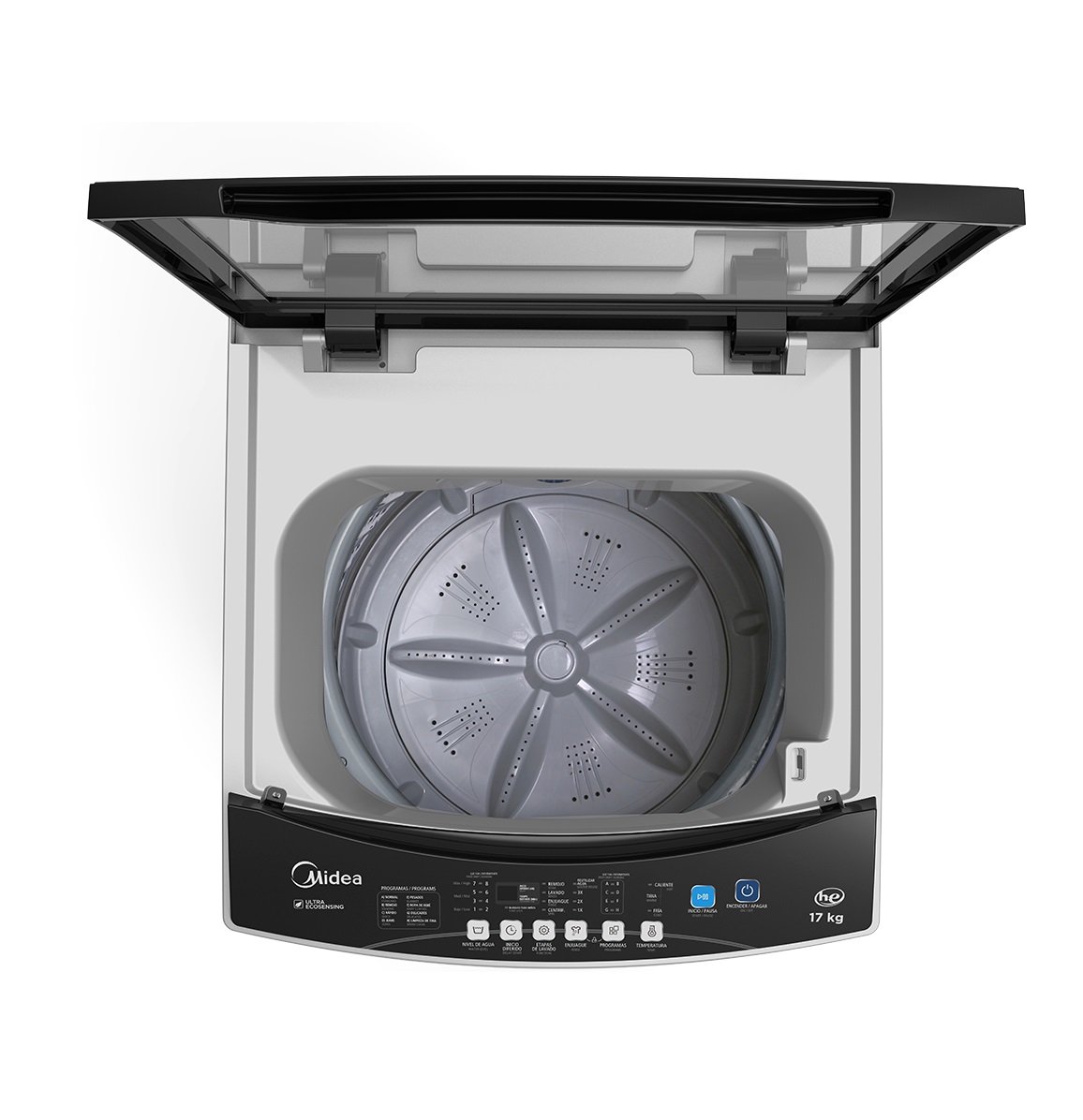 Lavadora Automática Carga Superior Silver 17kg Ultra Eco Sensing MIDEA MLTI17N2SGDS