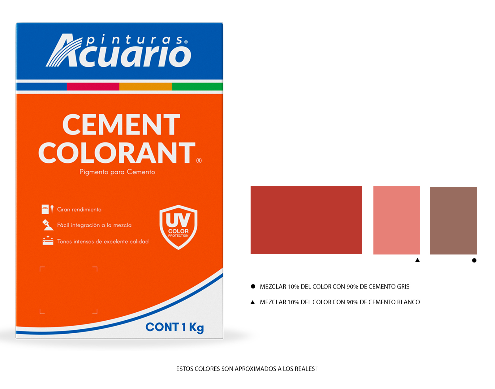 Color Para Cemento Rojo Granada 1kg Acuario CA93810