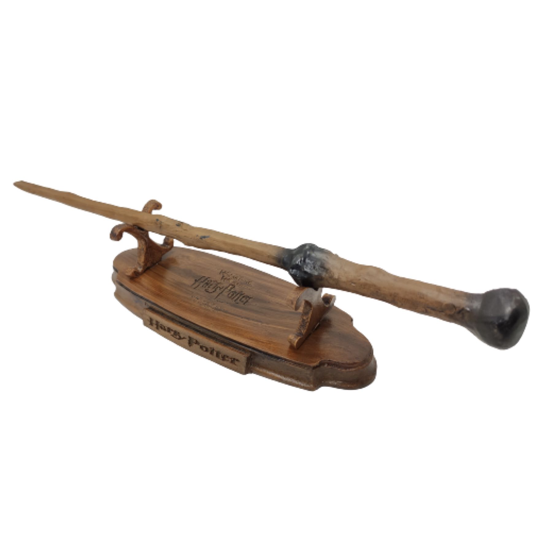 Cosplay Varita Mágica Harry Potter de Resina con Núcleo Metálico + Base Exhibidor Universal Fawkes Fenix Gryffindor Harry