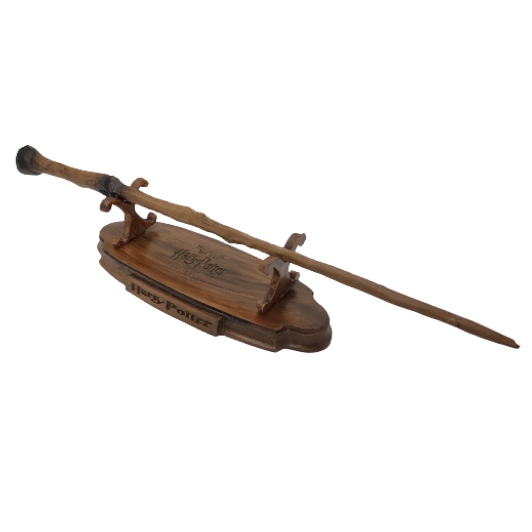 Cosplay Varita Mágica Harry Potter de Resina con Núcleo Metálico + Base Exhibidor Universal Fawkes Fenix Gryffindor Harry