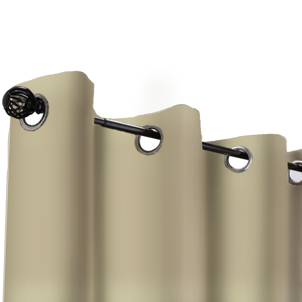 Juego De Cortinas Lisa con Aros. La medida total del juego es de: 2.00 m de ancho x 1.35 m de alto. Incluye dos paneles cada uno mide: 1 m x1.35 m y 5 Aros Metálicos. Home Curtains. Beige