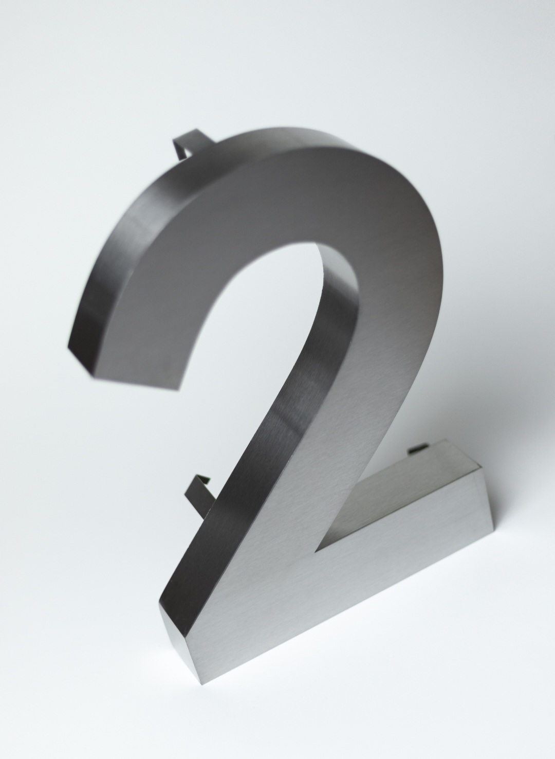 Números para casa 3D Digito 2 30 cm de alto Acero inoxidable para exterior