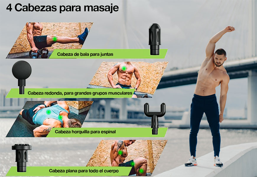 Mini Masajeador Muscular Con 6 Cabezas