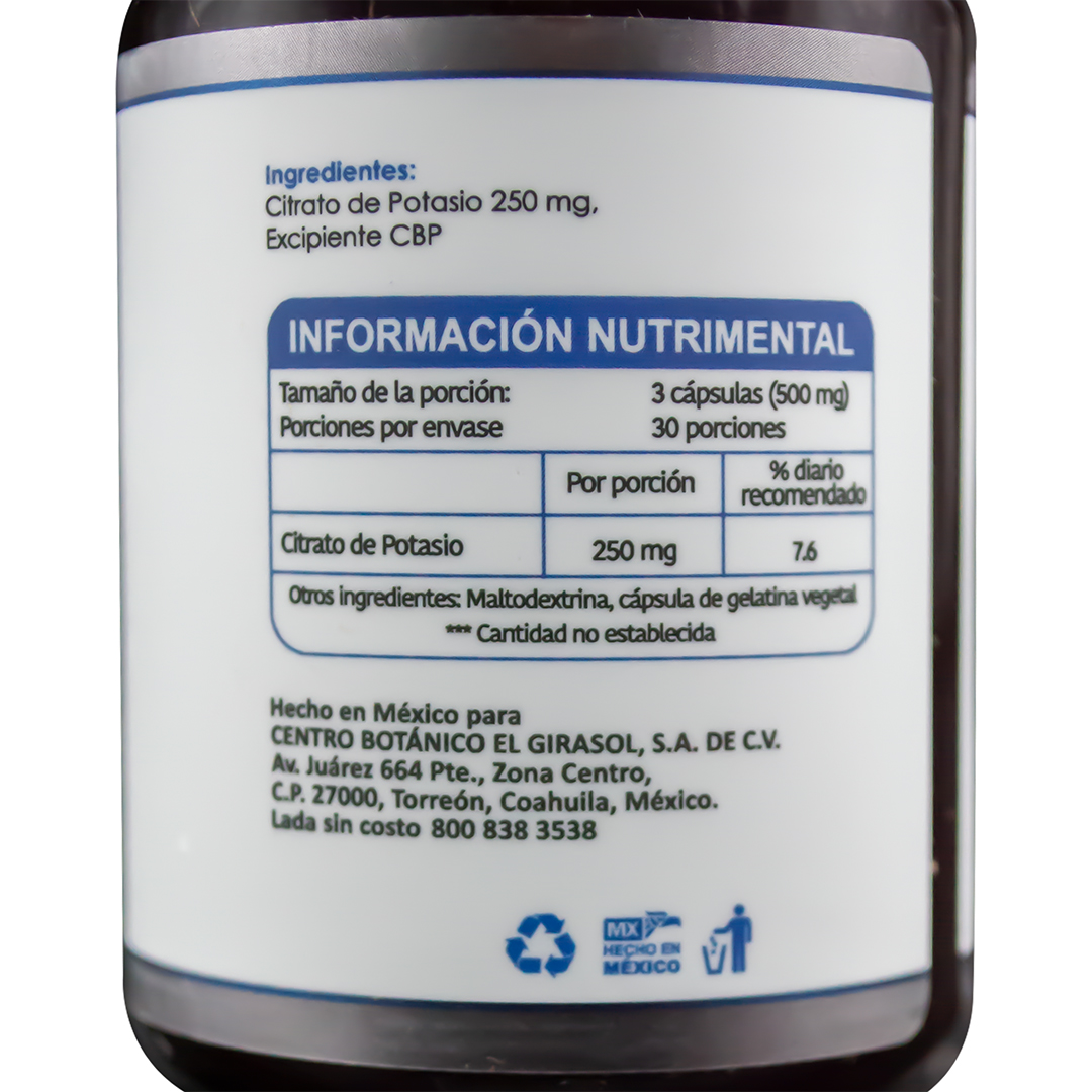 CITRATO DE POTASIO 90 CÁPSULAS ZEN NATURA