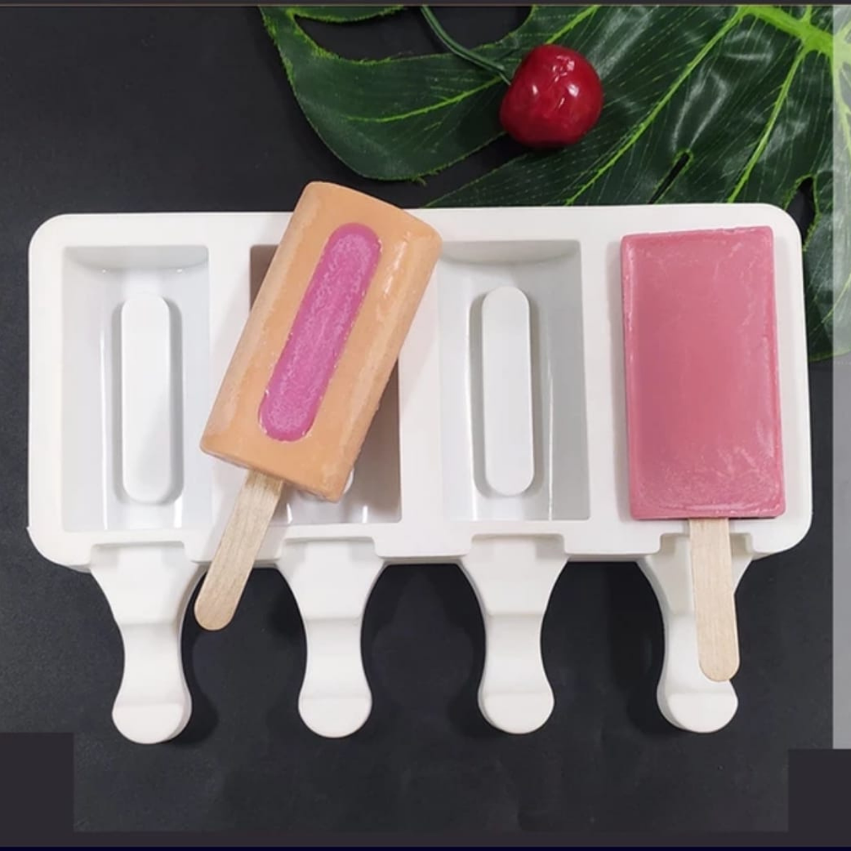 Molde De Silicon Rectangular Con Orificio Para Repostería Paleta De Hielo Chocolate