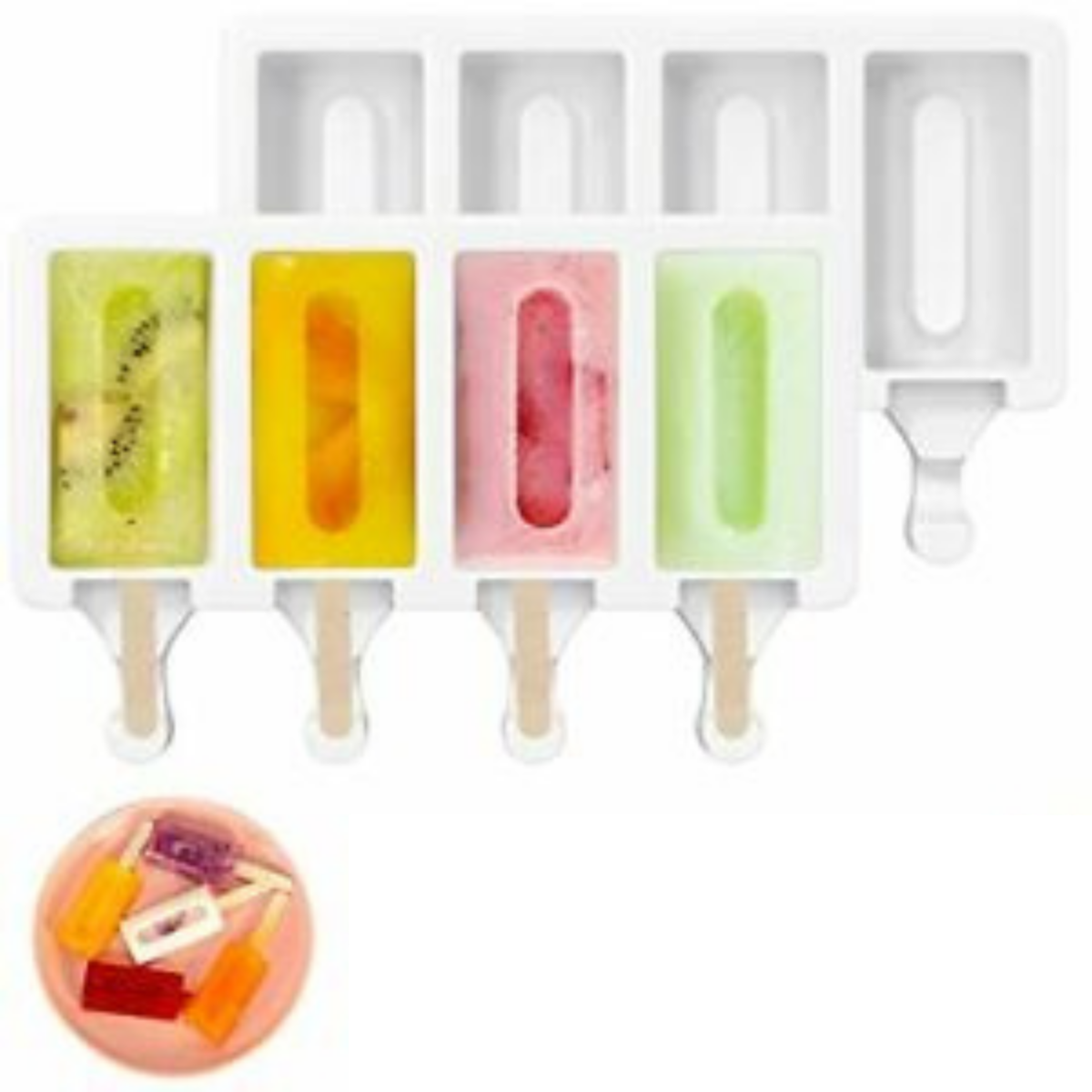 Molde De Silicon Rectangular Con Orificio Para Repostería Paleta De Hielo Chocolate