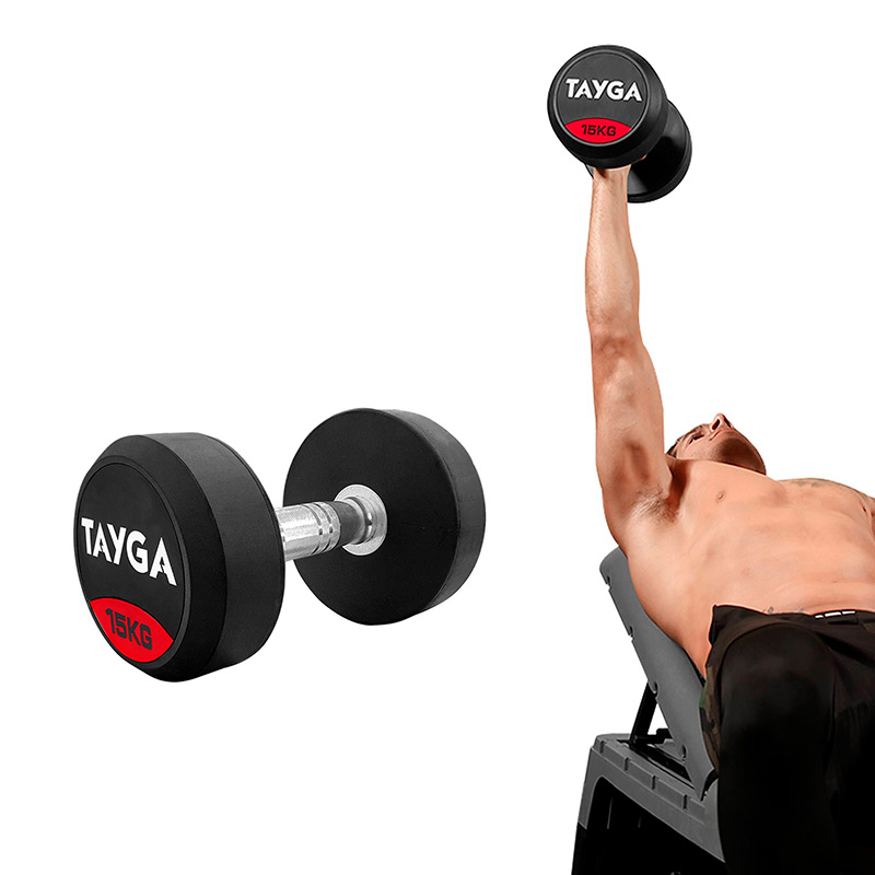Mancuerna Redonda Tayga de Goma Premium 15 kg