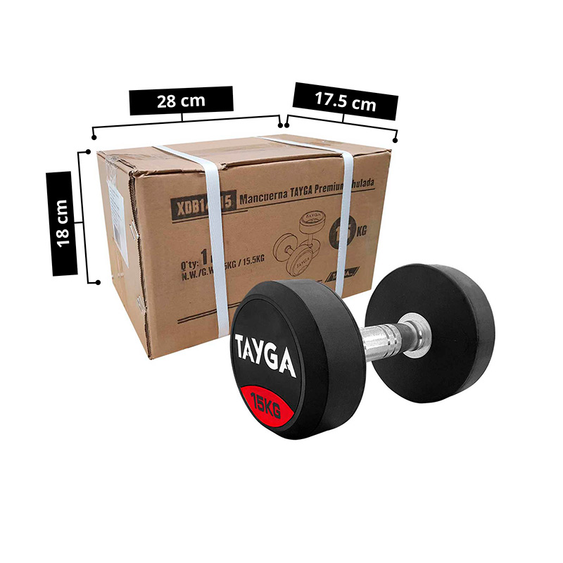 Mancuerna Redonda Tayga de Goma Premium 15 kg