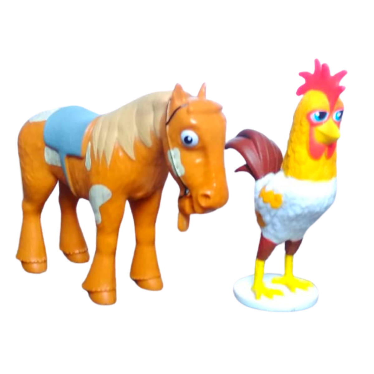 2 Figuras Coleccionables Caballo Y Gallo La Granja De Zenón