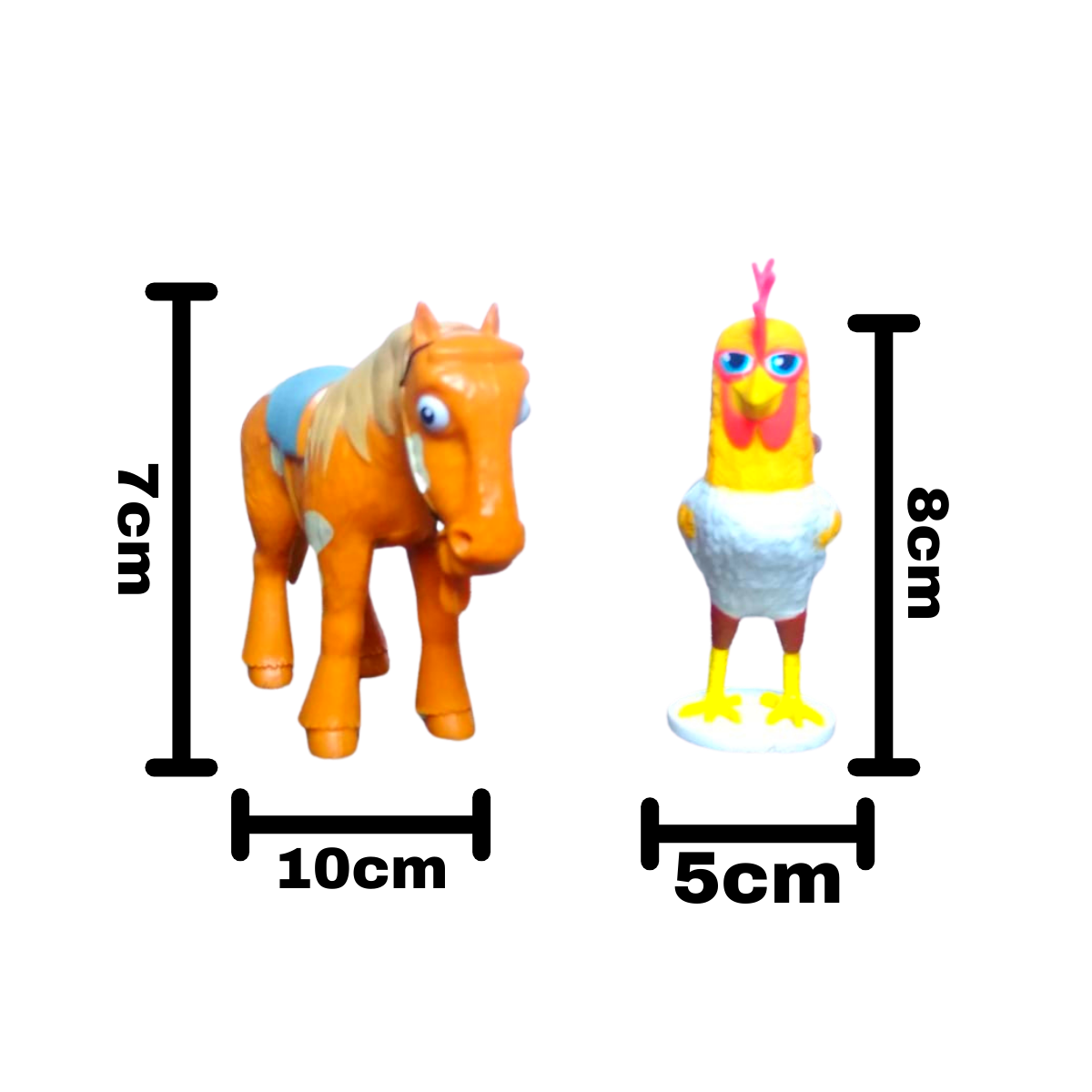 2 Figuras Coleccionables Caballo Y Gallo La Granja De Zenón