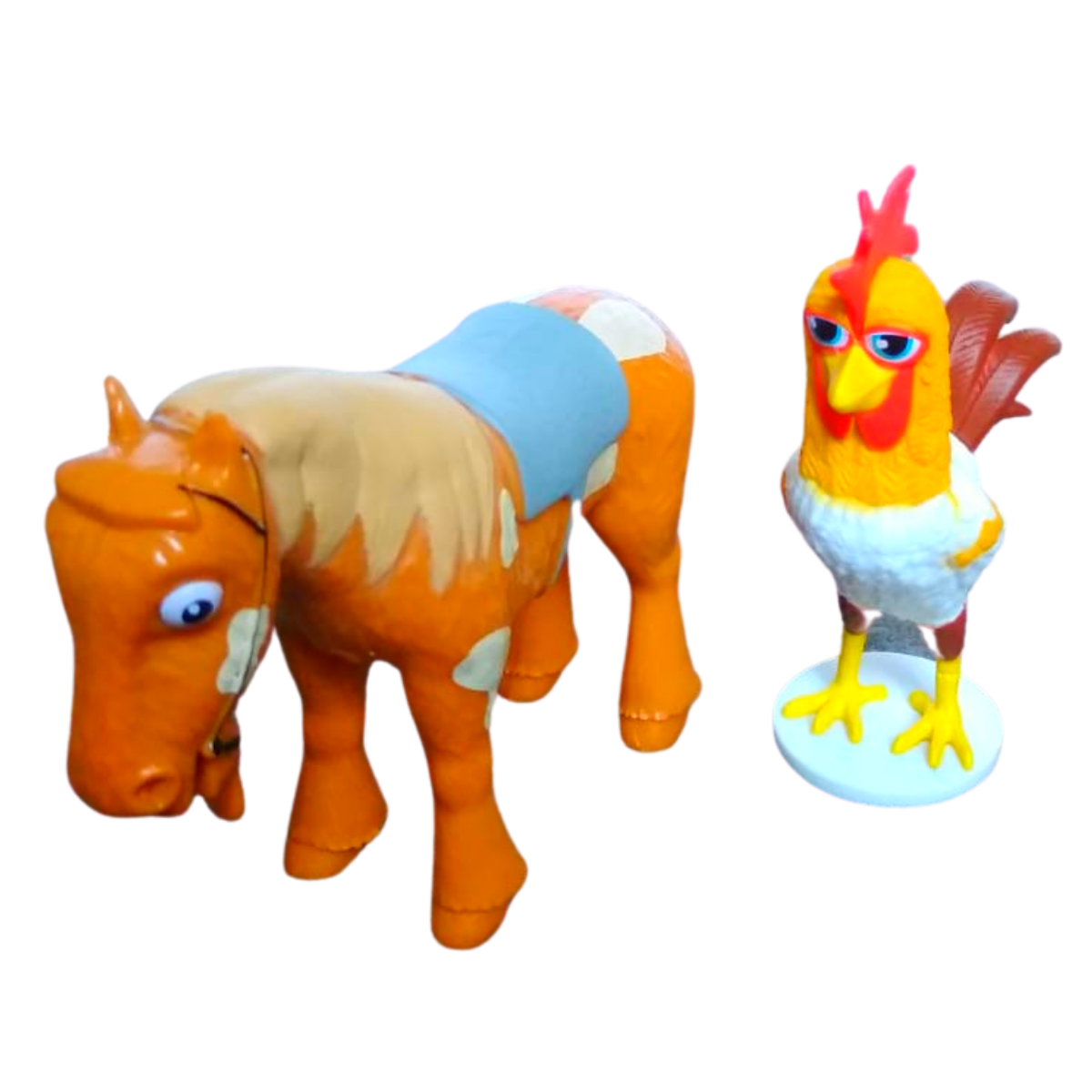 2 Figuras Coleccionables Caballo Y Gallo La Granja De Zenón