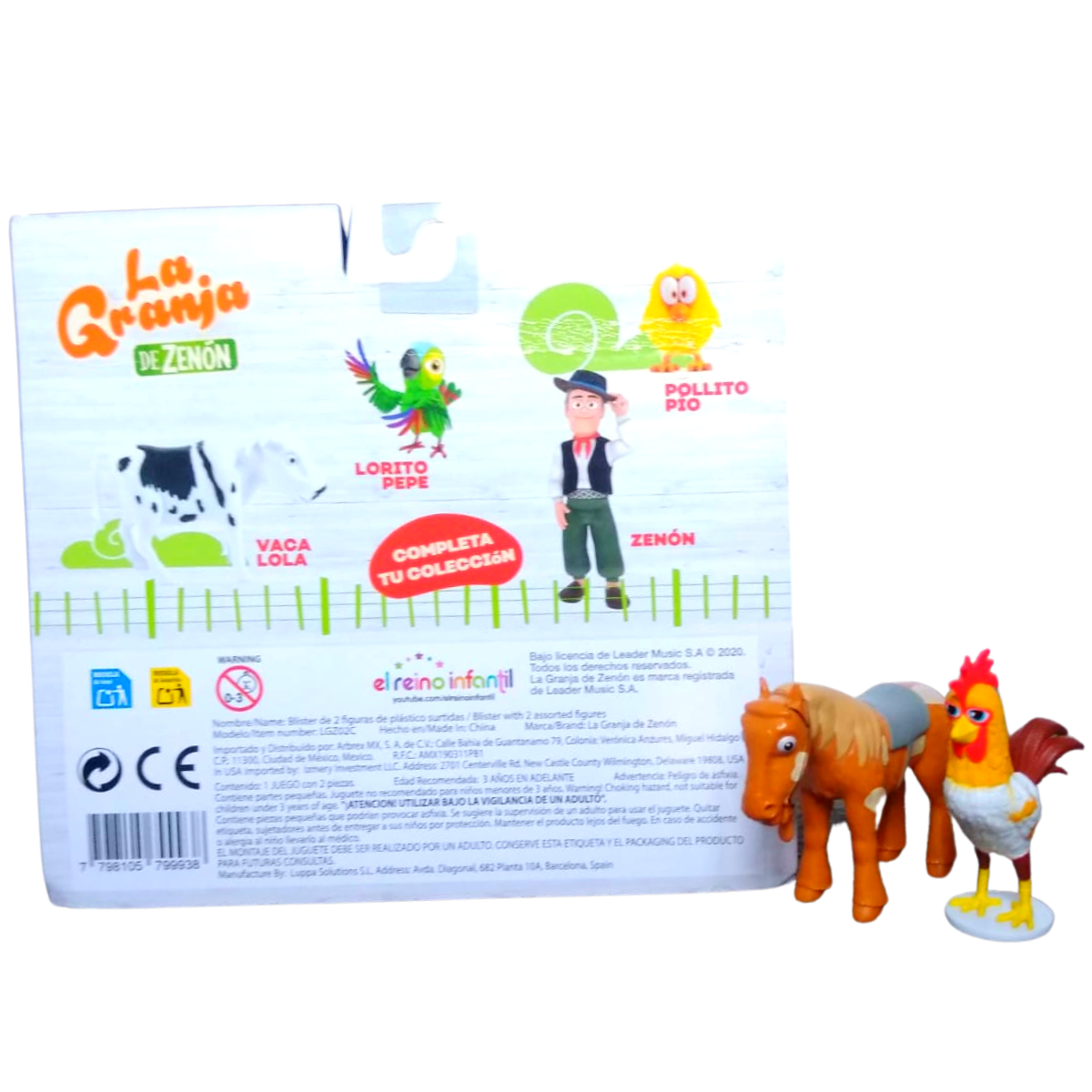 2 Figuras Coleccionables Caballo Y Gallo La Granja De Zenón