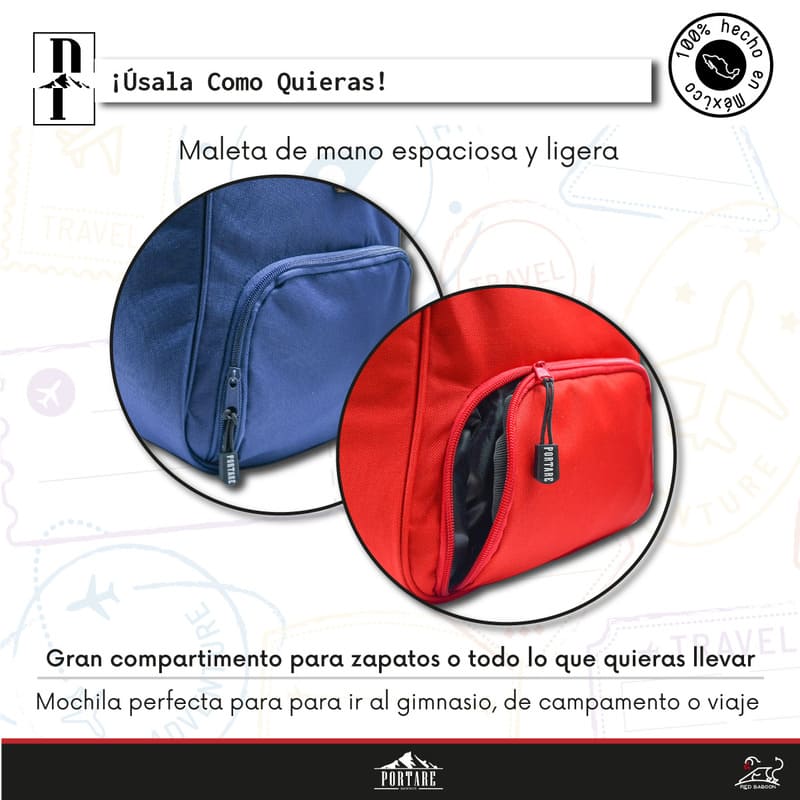 Maletas De Viajes, Maleta De Mano para Avión o para Gym, Marca Portare, Modelo Spok