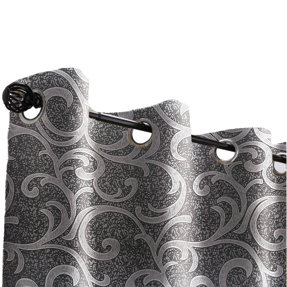 Juego De Cortinas (2 Paneles) Tela Jacquard. Cada Panel Mide: 1.40 m de Ancho x 2.10 m de Alto. con 8 Aros metálicos. Home Curtains. Gris