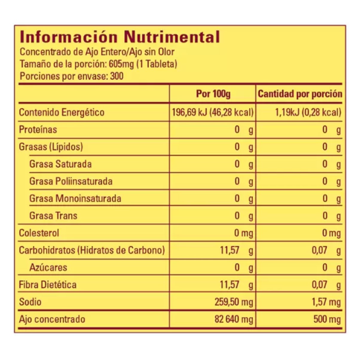 Ajo Sin Olor 300 Tabletas Nature Made Concentrado