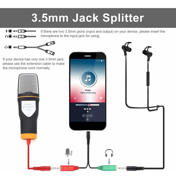 Micrófono Condensador Con Divisor De Audio 
