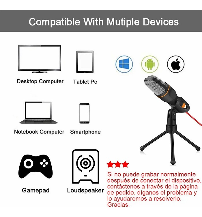 Micrófono Condensador Con Divisor De Audio 