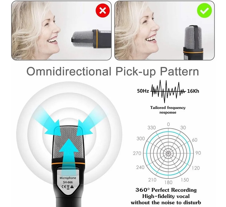 Micrófono Condensador Con Divisor De Audio 
