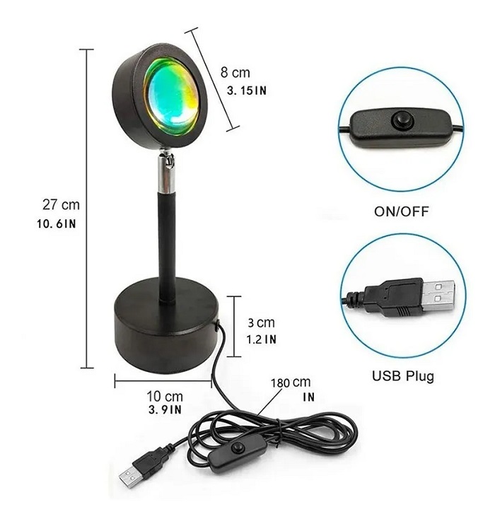 Lámpara De Proyección Sunset Usb, Luz Con De Puesta De Sol