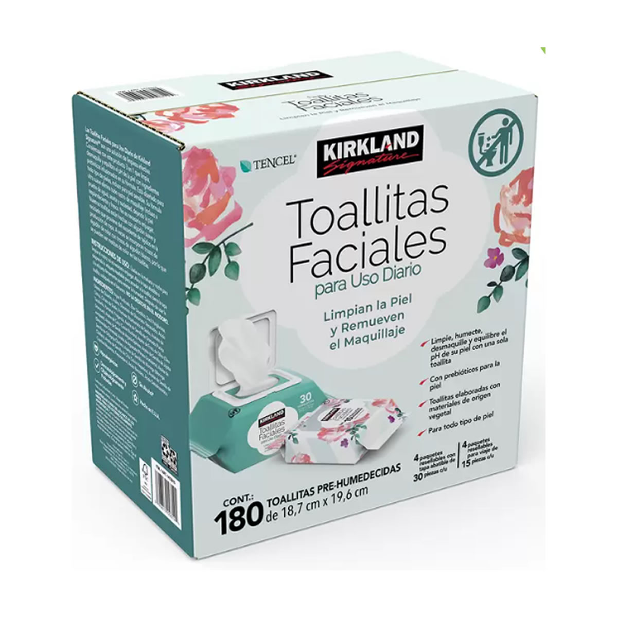 Kirkland Signature Toallitas Faciales 180 pzas