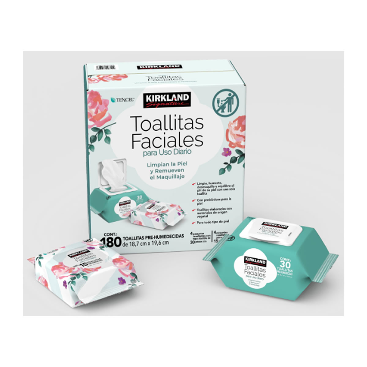 Kirkland Signature Toallitas Faciales 180 pzas