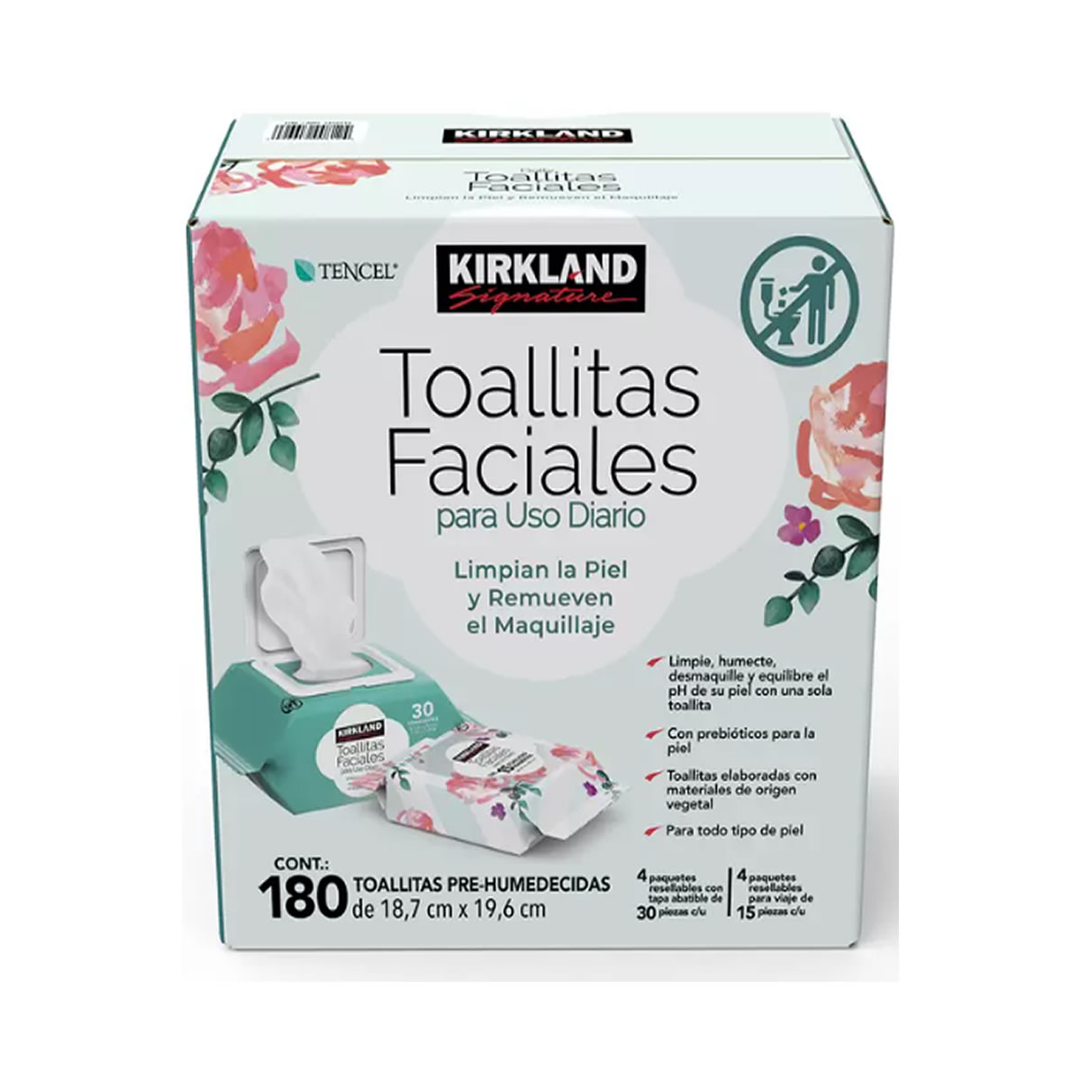 Kirkland Signature Toallitas Faciales 180 pzas