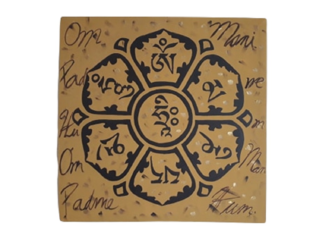 Cuadro decorativo pintado a mano Galería Oneris MANTRAS HINDU MANDALA 90x90