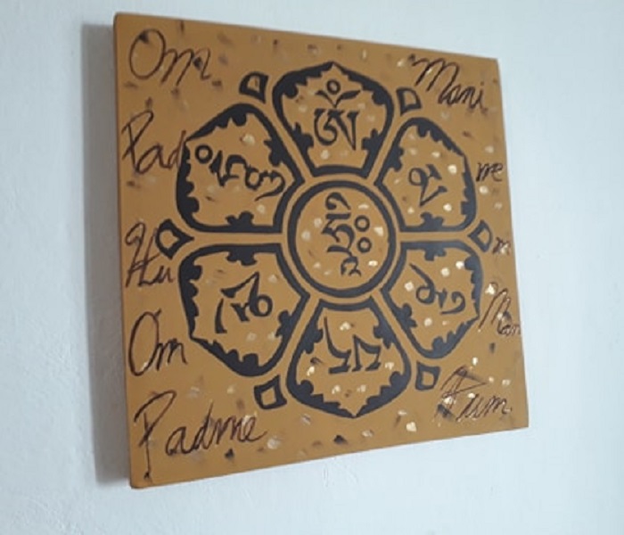 Cuadro decorativo pintado a mano Galería Oneris MANTRAS HINDU MANDALA 90x90