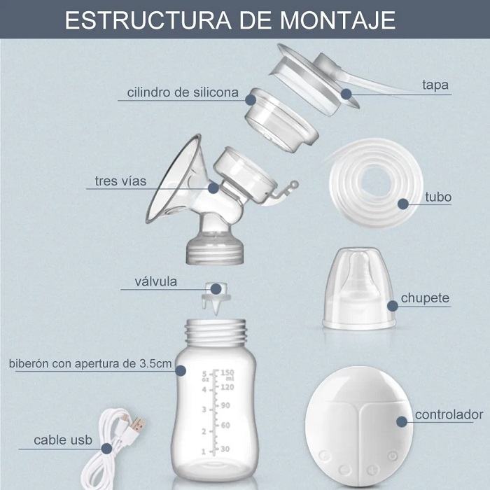 Extractor De Leche Eléctrico Con Dos Copas Y Botellas