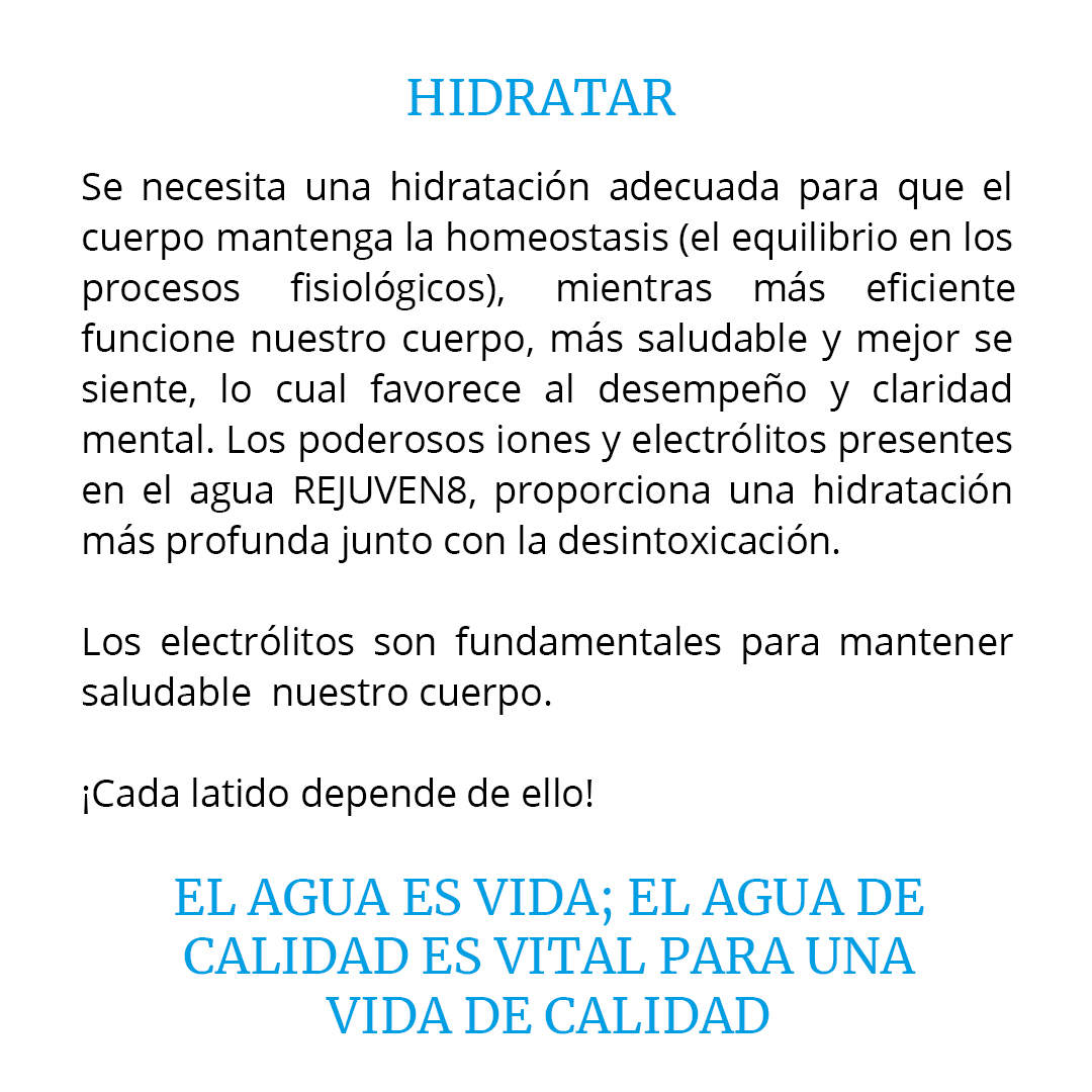 Agua Alcalina Natural De Manantial Rejuven8 Ph9+ Paq. C/24