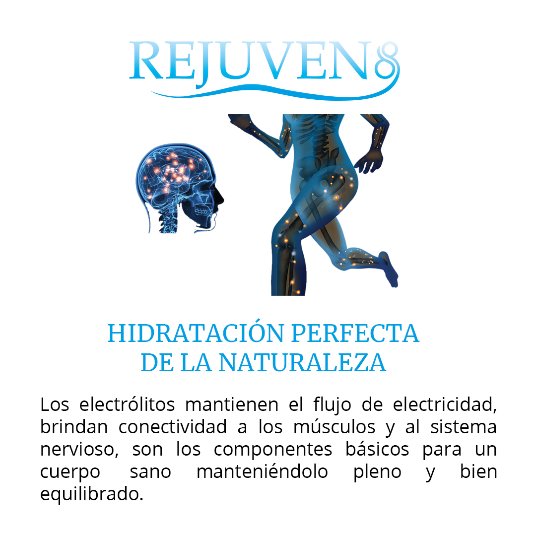 Agua Alcalina Natural De Manantial Rejuven8 Ph9+ Paq. C/24