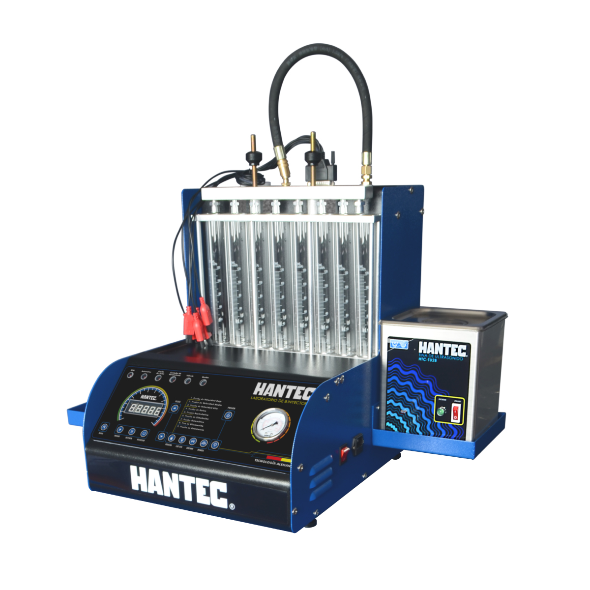 Combo Laboratorio de Limpieza de 8 inyectores automático con Adaptadores, Tina de Ultrasonido y Mesa de Trabajo 