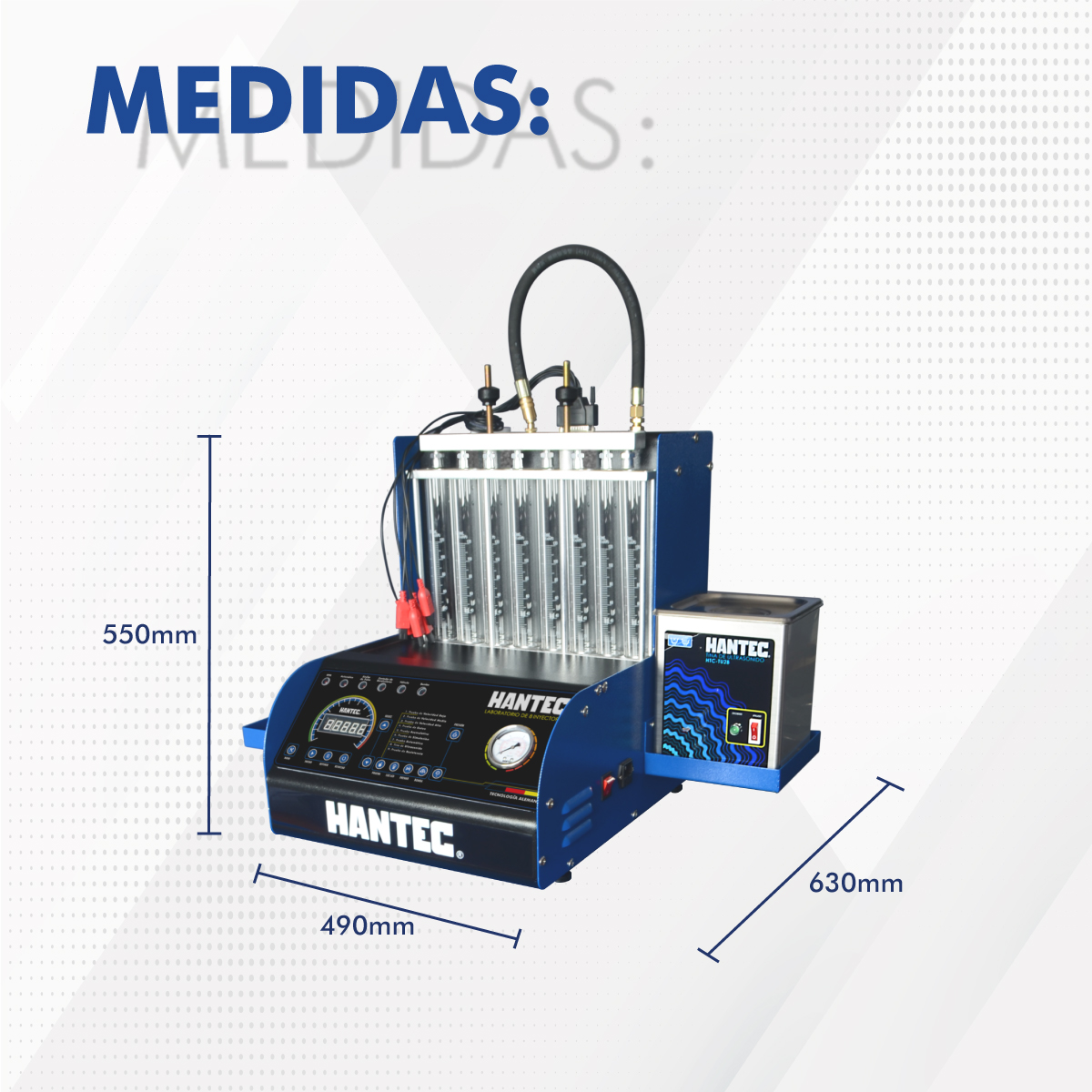 Combo Laboratorio de Limpieza de 8 inyectores automático con Adaptadores, Tina de Ultrasonido y Mesa de Trabajo 