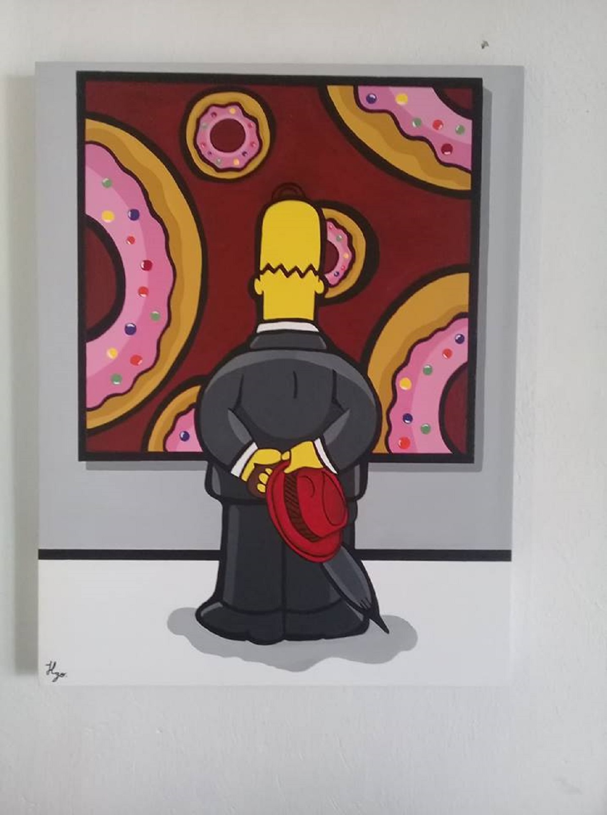 Cuadro decorativo pintado a mano Galería Oneris HOMERO SIMPSON DONAS 100x80