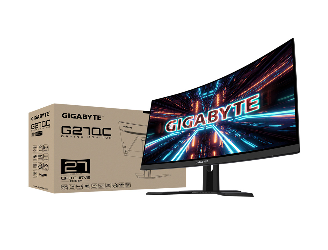 MONITOR GAMER CURVO GIGABYTE  G27QC-SA 27' QHD 2560X1440 1MS 165HZ HDMI DP PANEL VA FREESYNC G-SYNC 2X USB 3.0 2X ALTAVOCES G27QC-SA