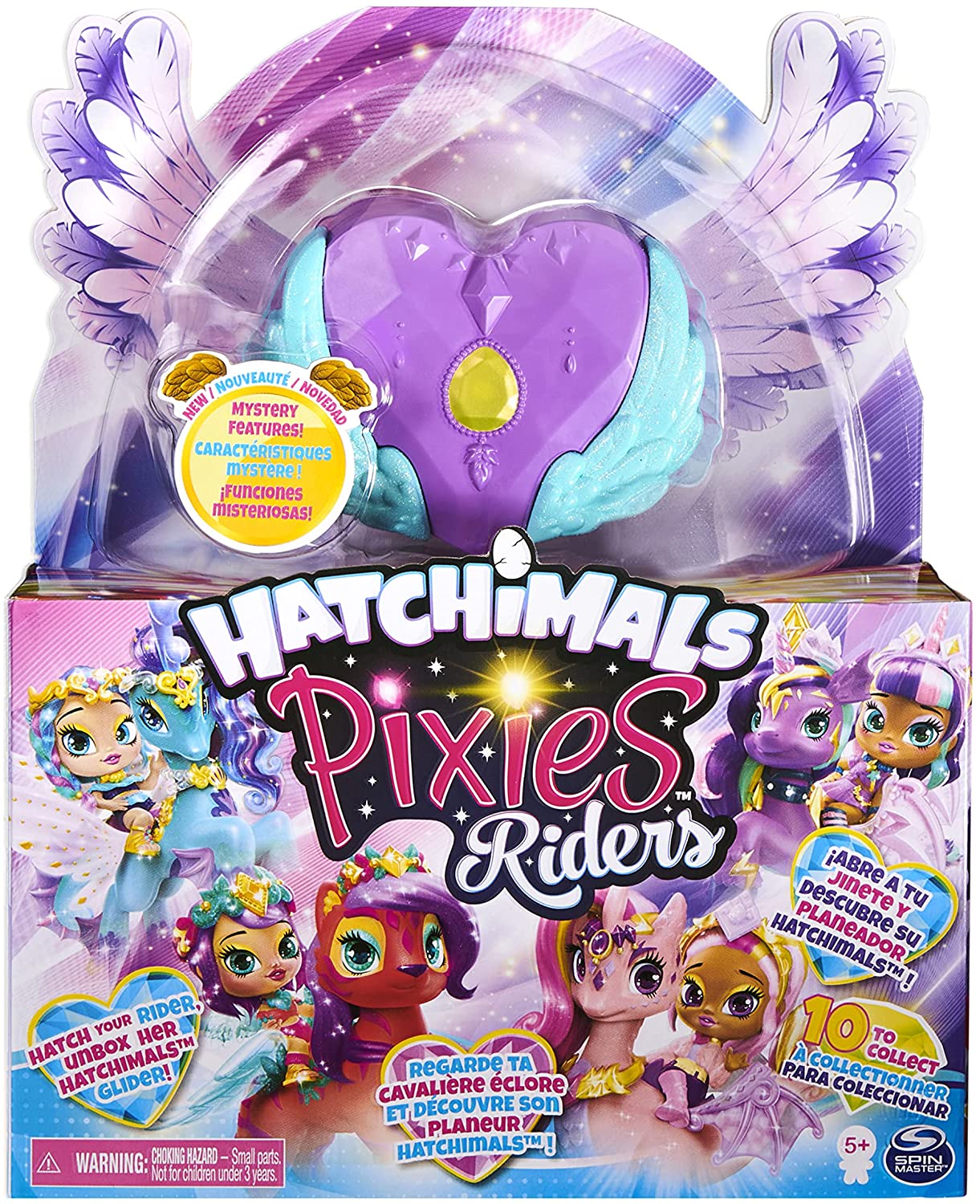 Hatchimals Pixies Riders Morado Alas Azul Gema Amarilla