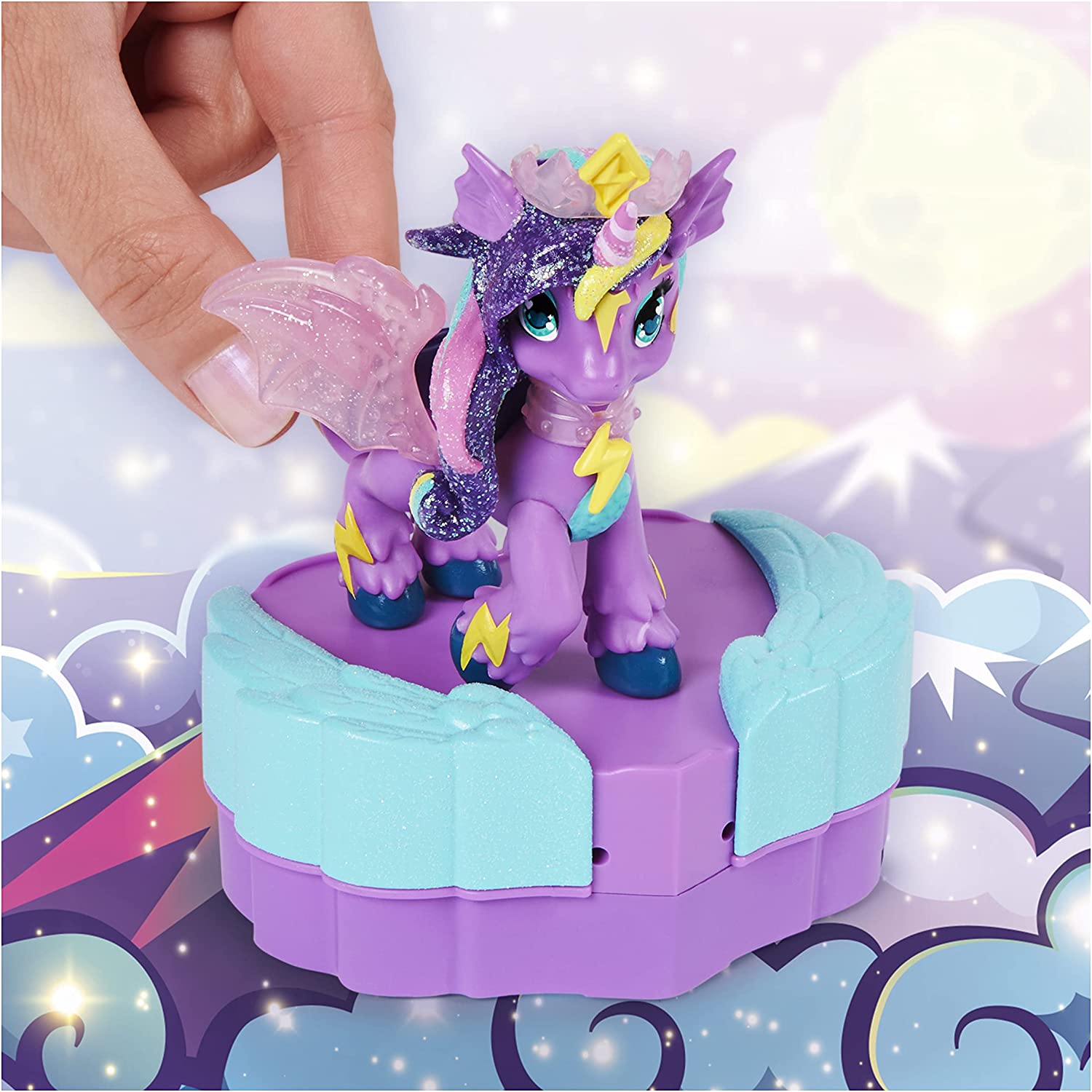 Hatchimals Pixies Riders Morado Alas Azul Gema Amarilla