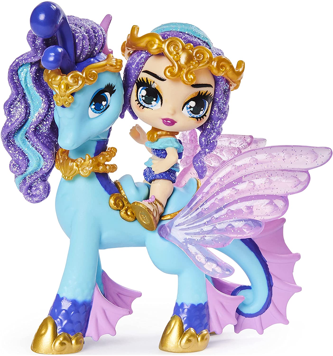 Hatchimals Pixies Riders Azul Alas Azul Gema Amarilla