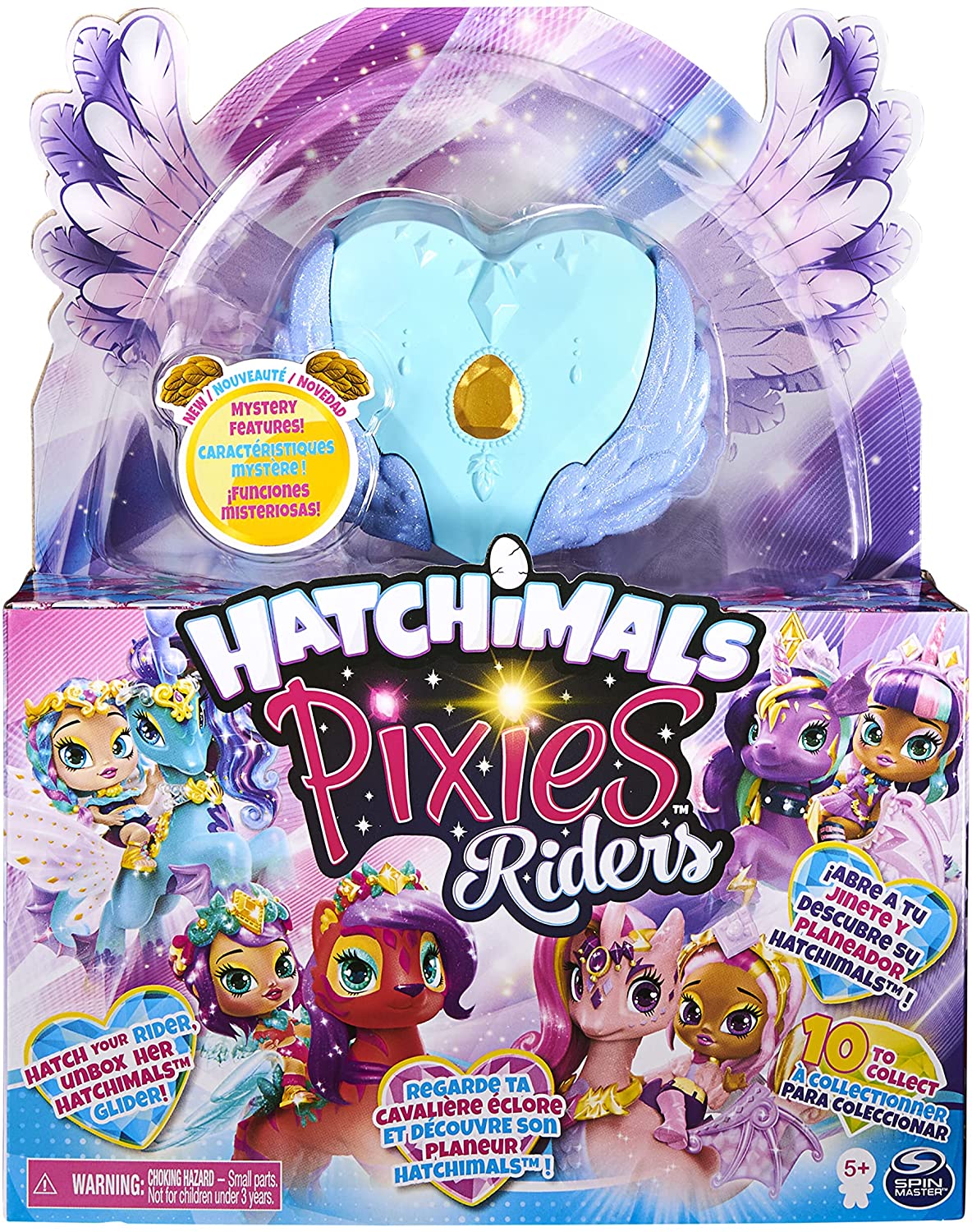 Hatchimals Pixies Riders Azul Alas Azul Gema Amarilla
