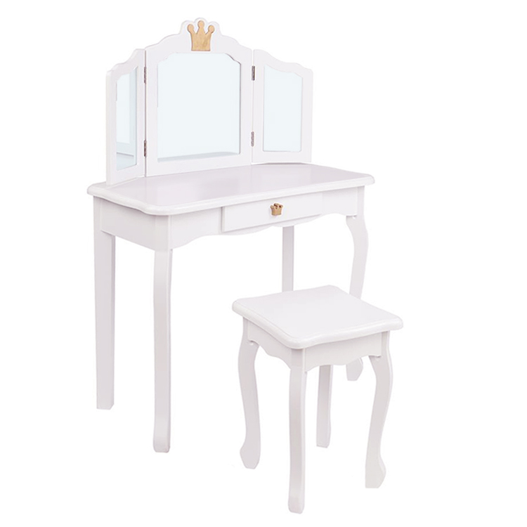 Tocador con espejos y banco para niñas