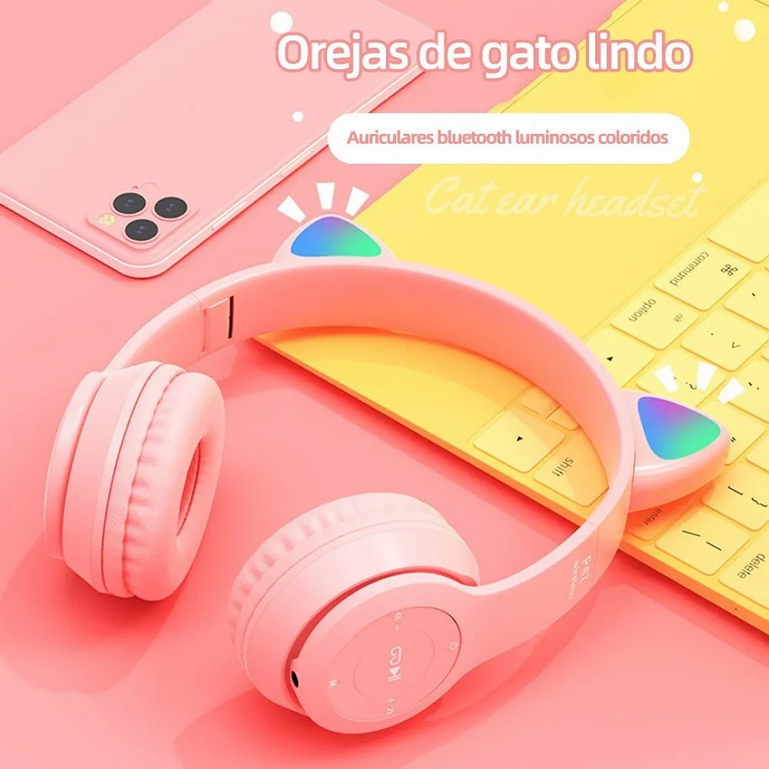 Audifonos gamer gato discount rosa