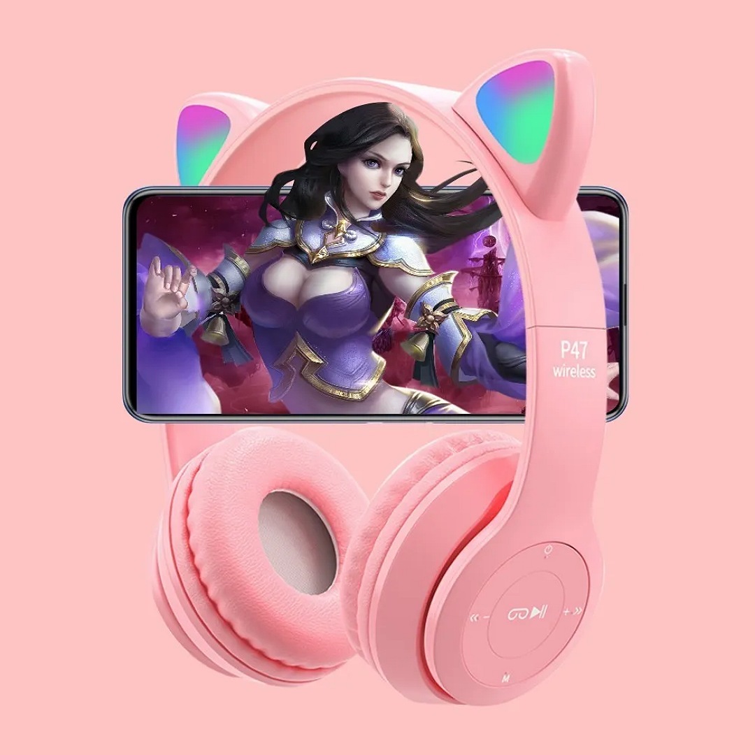 Audifonos Diadema Rosa Audífonos Gamer Con Luz Rgb