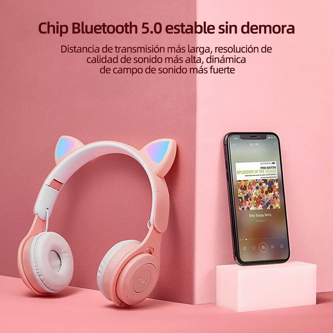 Audifonos Diadema Rosa Audífonos Gamer Con Luz Rgb