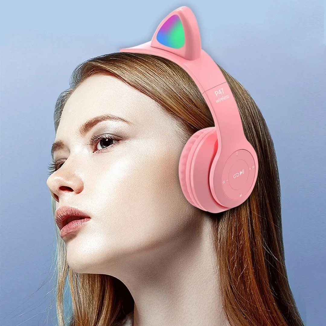 Audifonos Diadema Rosa Audífonos Gamer Con Luz Rgb