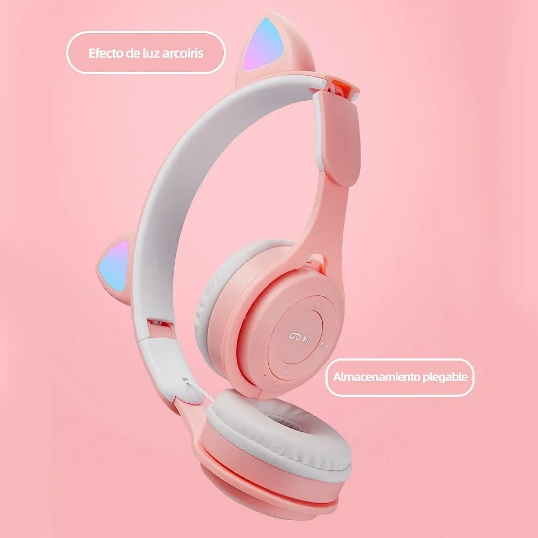 Audifonos Diadema Rosa Audífonos Gamer Con Luz Rgb