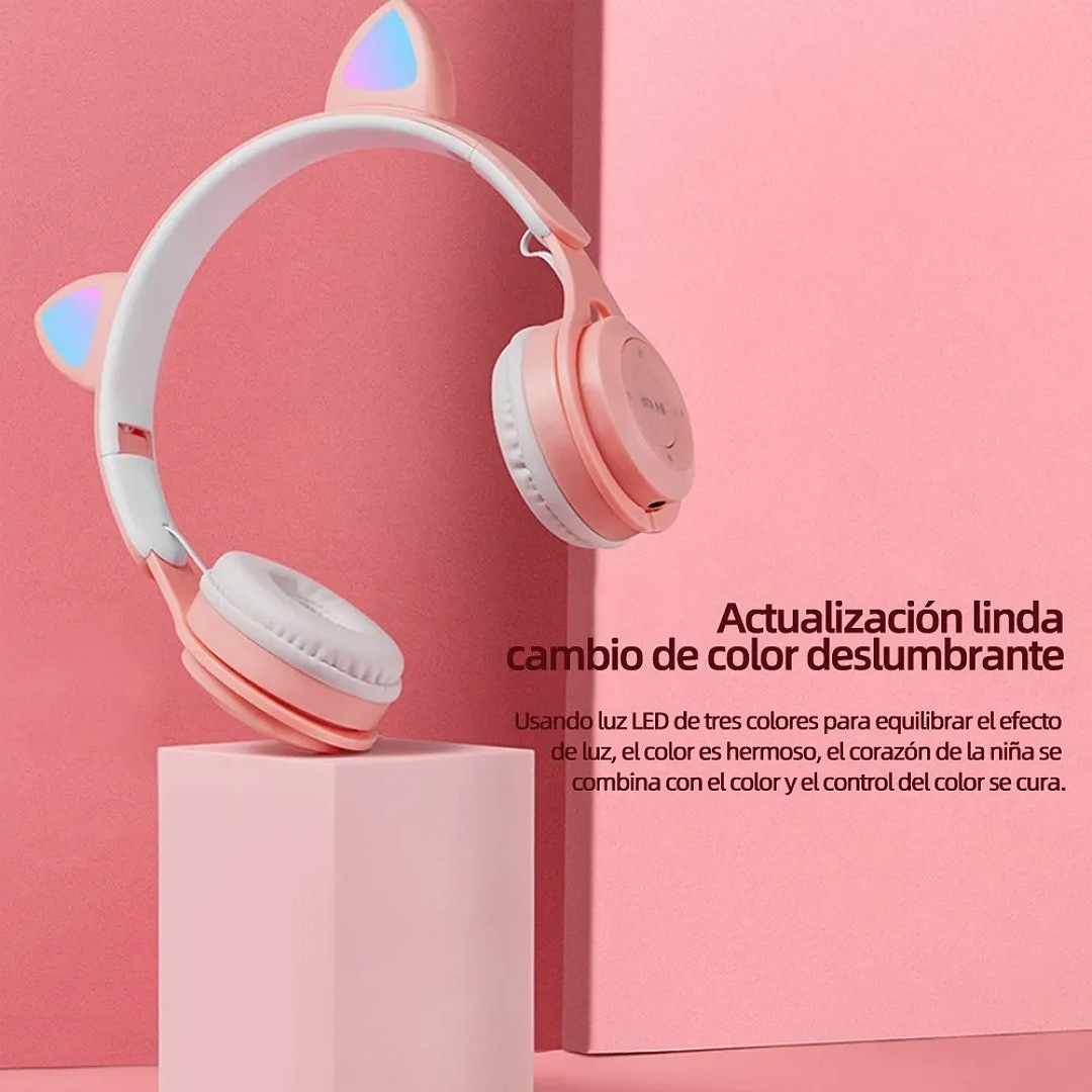 Audifonos Diadema Rosa Audífonos Gamer Con Luz Rgb